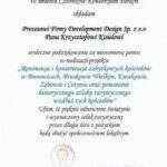 Wyróżnienie i podziękowanie dla Development Design sp. z o.o.